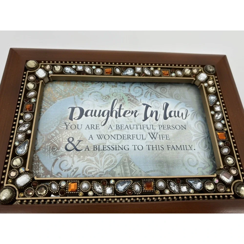 Cottage Garden Daughter In Law Jewelry Music Box Woodgrain Frame 4x6‎ NIB Gift